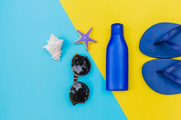 Free photo composition of beach items