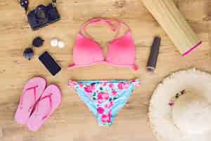 Free photo composition of beach wear with gadgets