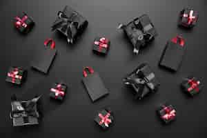 Free photo composition of black friday gifts and shopping bags