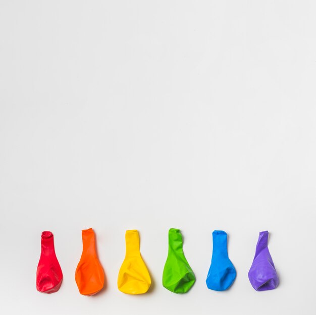 Composition of bright balloons in LGBT colors