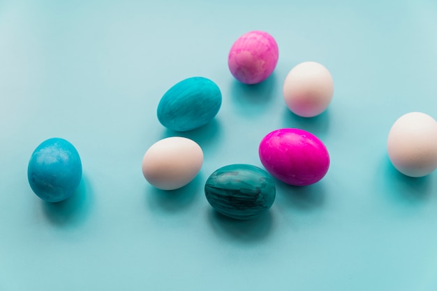 Free photo composition of bright easter eggs