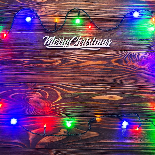 Free photo composition for christmas with colorful lights