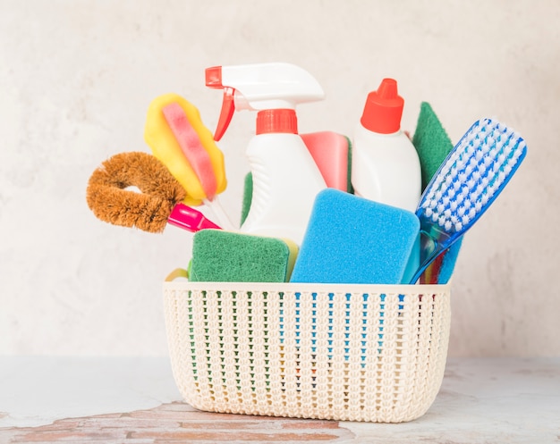 Free photo composition of cleaning objects