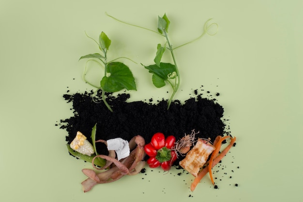 Composition of compost made of rotten food