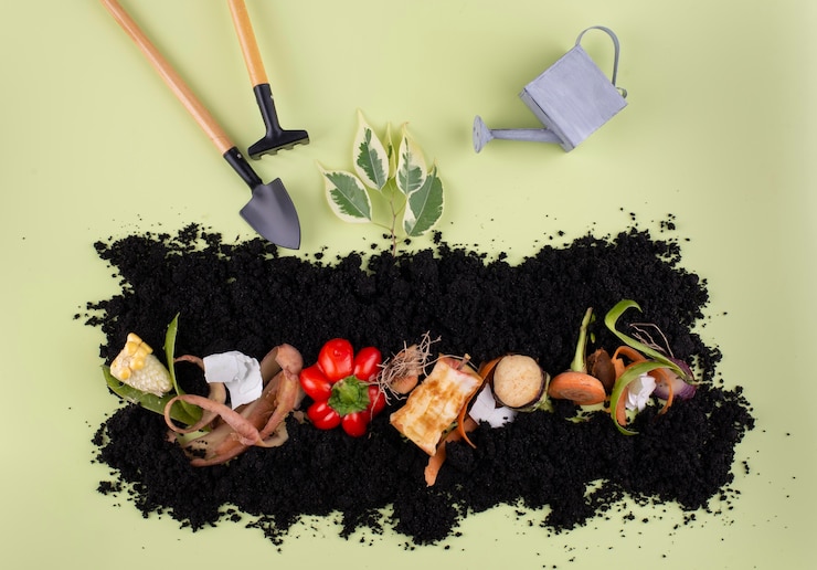 Free Photo composition of compost made of rotten food