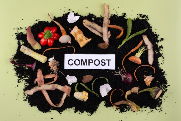 Free photo composition of compost made of rotten vegetables