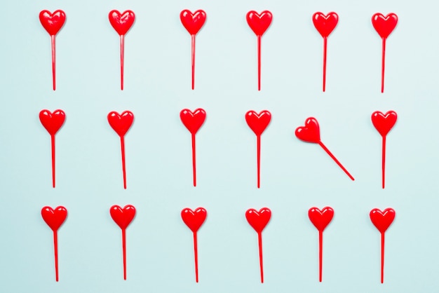 Composition of cute heart sticks