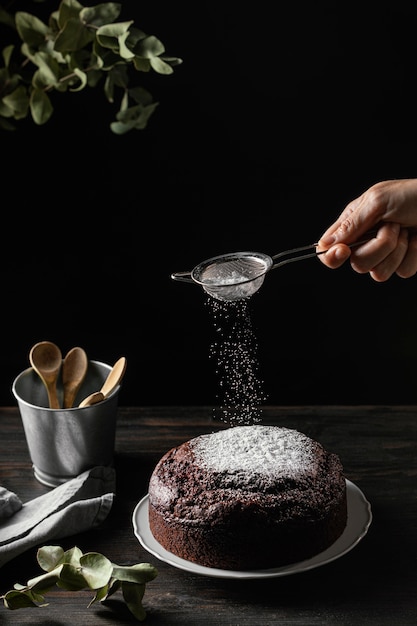 Free photo composition of delicious chocolate cake