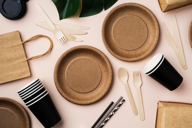 Free photo composition of different eco friendly tableware