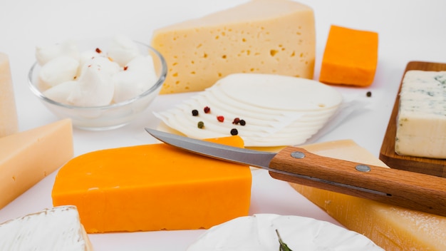 Composition of different types of cheese