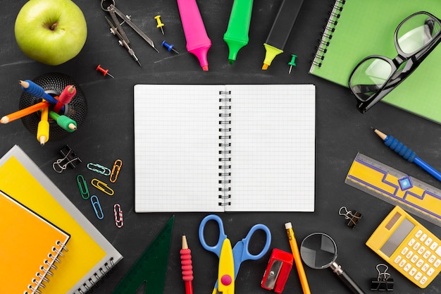 Free photo composition of education day elements with notebook