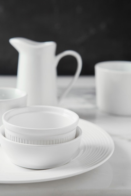 Composition of elegant tableware on the table