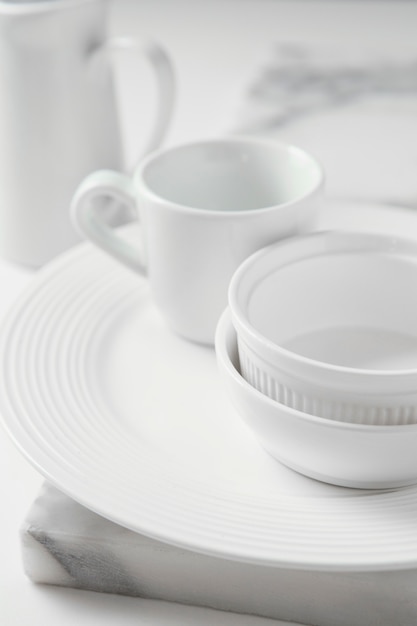 Composition of elegant tableware on the table