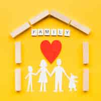 Free photo composition for family concept on yellow background