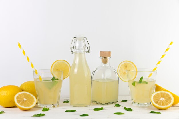 Composition of fresh homemade lemonade 