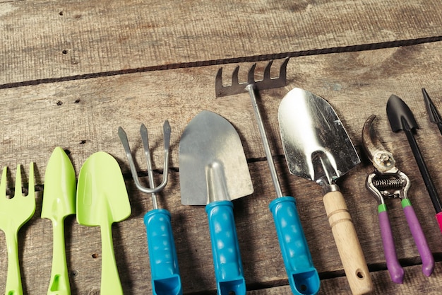 Free photo composition of garden tools