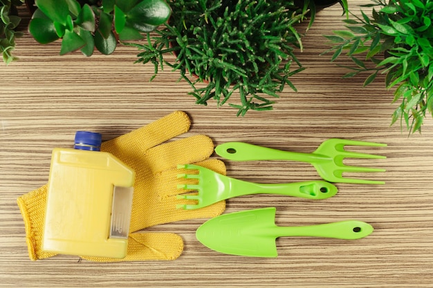 Free photo composition of garden tools