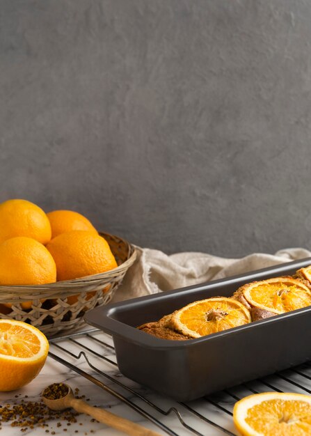 Composition of healthy recipe with oranges