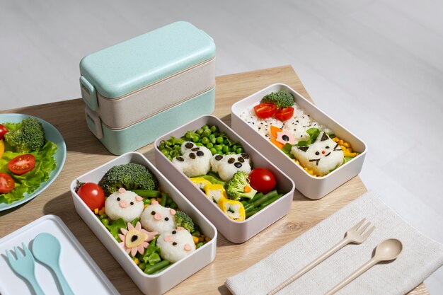 Composition of japanese bento box