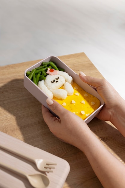 Free photo composition of japanese bento box