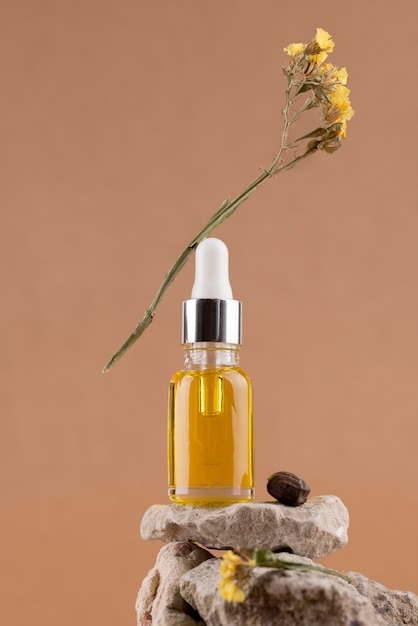 Free photo composition of jojoba oil dropper