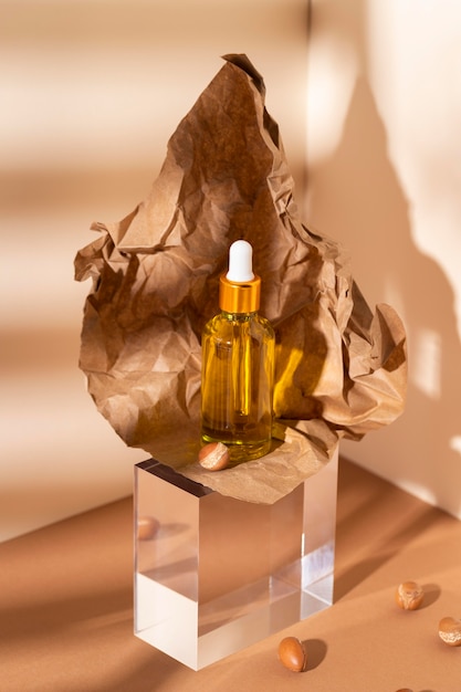 Free photo composition of natural argan oil dropper