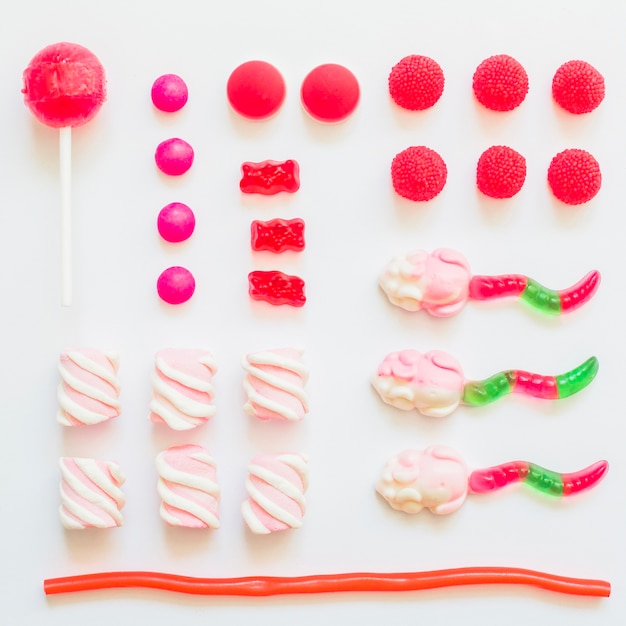 Composition of pink sweets