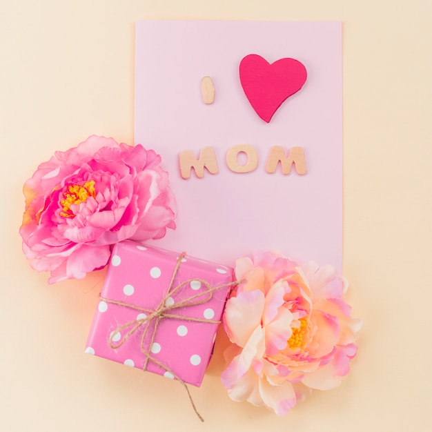 Composition of postcard for Mother`s day
