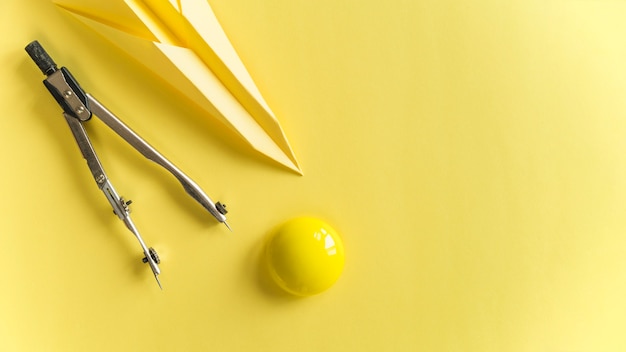 Composition of school with stationery on desk