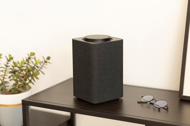 Composition of smart speaker on the table