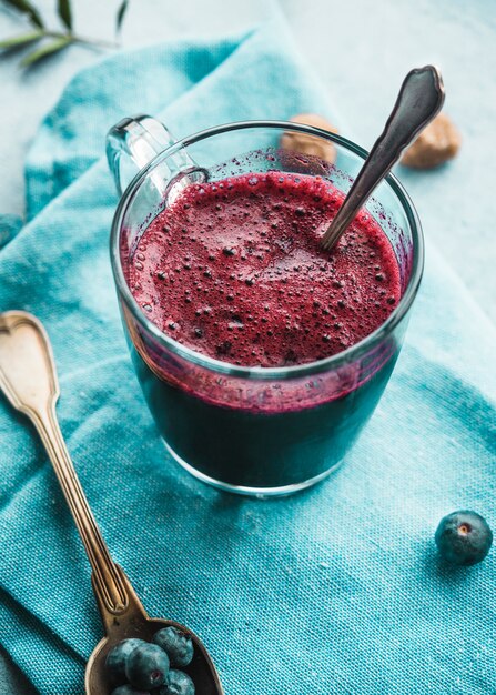 Composition of tasty blueberries smoothie