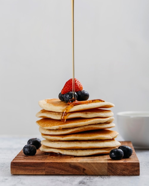 Composition of tasty breakfast pancakes