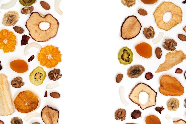 Free photo composition of tasty dried fruits and nuts