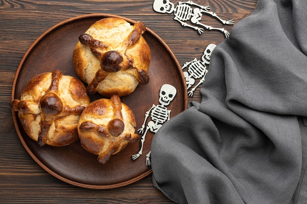 Free photo composition of traditional bread of dead