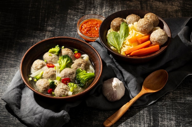 Composition of traditional indonesian bakso