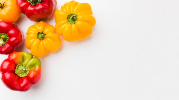 Composition of vegetables on white background