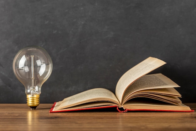 Composition with book and light bulb