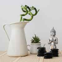 Free photo composition with buddha, plants and stones