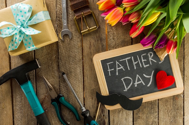 Composition with decorative items ready for father's day