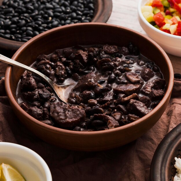 맛있는 브라질 음식 클로즈업으로 구성