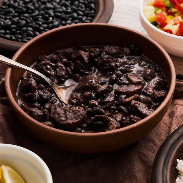 맛있는 브라질 음식 클로즈업으로 구성