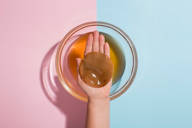 Free photo composition with delicious kombucha drink