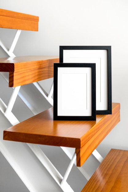 Composition with empty frames indoors
