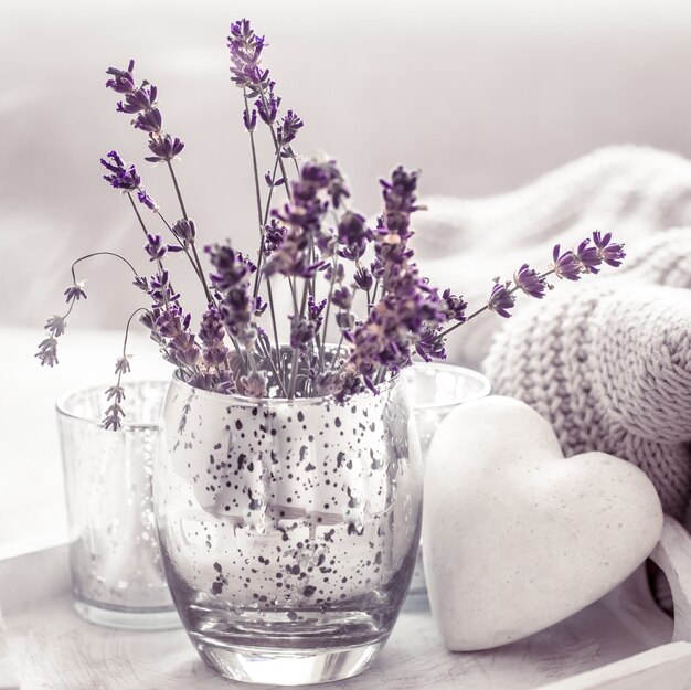 composition with lavender in a glass