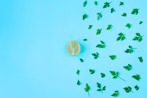 Free photo composition with parsley and half lemon