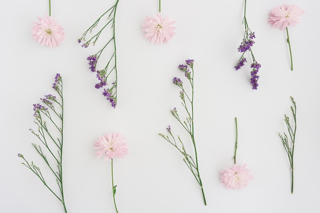 Composizione con rosa e viola fiori