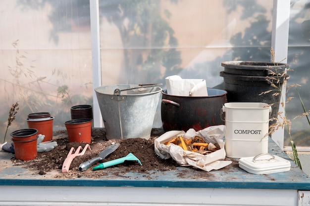 Free photo compost still life concept