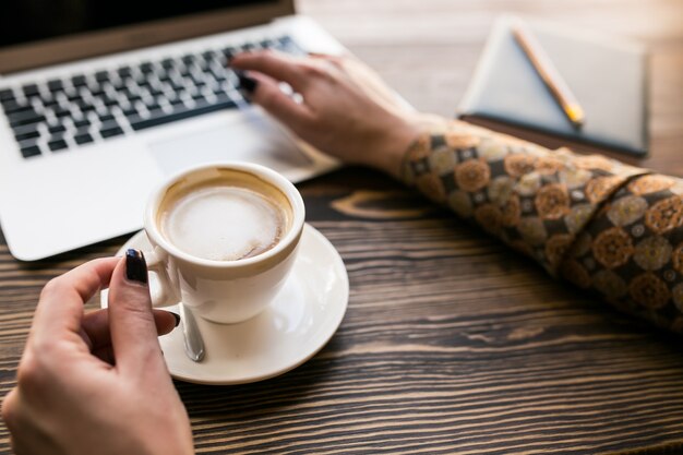 Computer and coffee