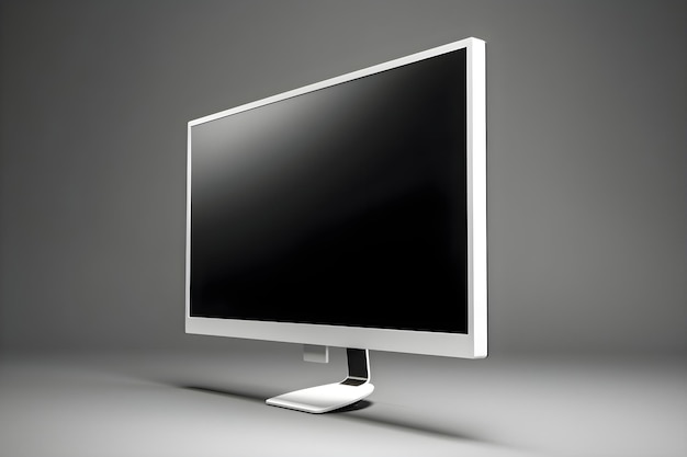 Бесплатное фото Компьютерный монитор с пустым экраном, изолированным на сером фоне 3d иллюстрация