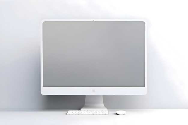 Бесплатное фото Компьютерный монитор с клавиатурой и мышью на белом фоне 3d-рендеринга